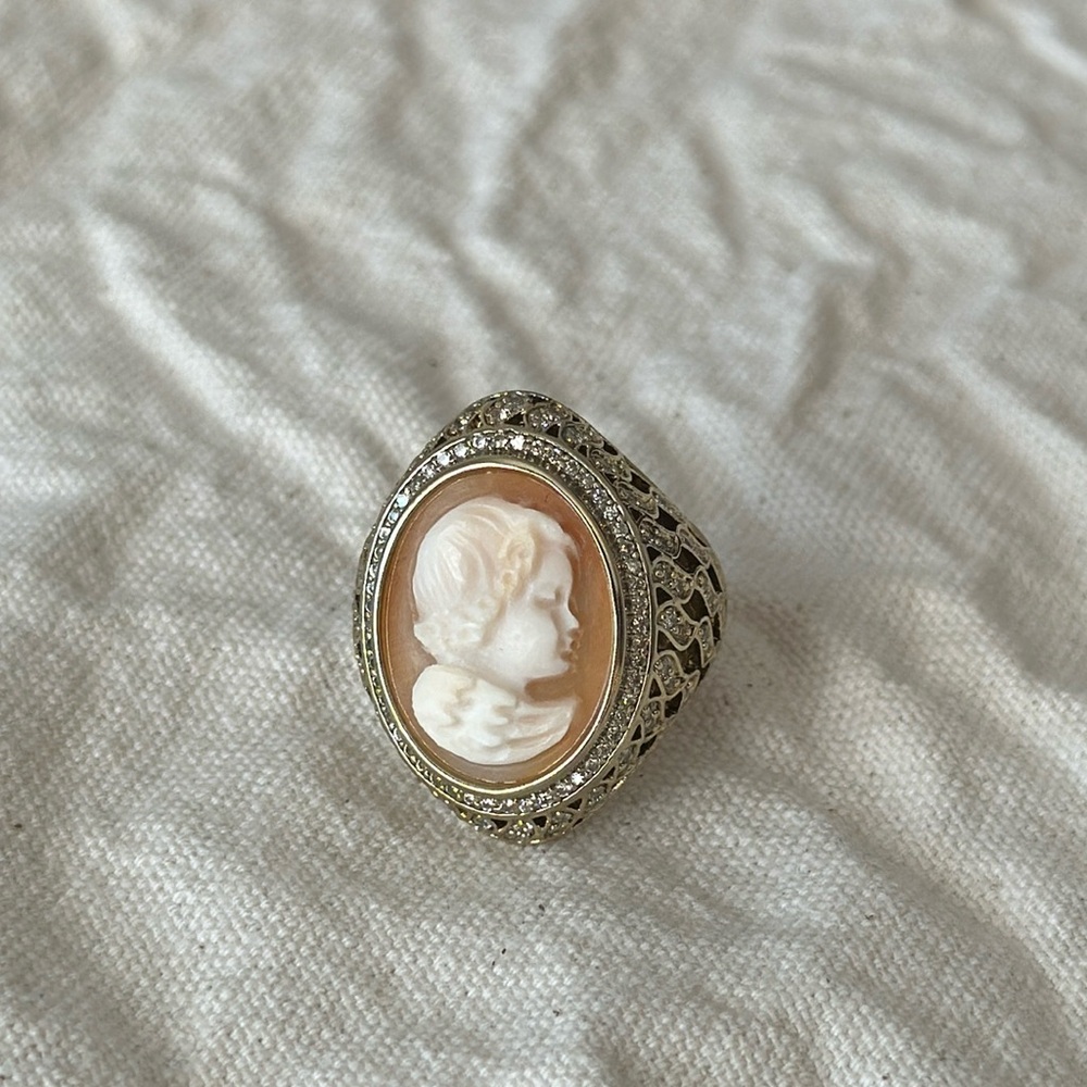 Amadeo Cherub Cameo Ring Sz 8